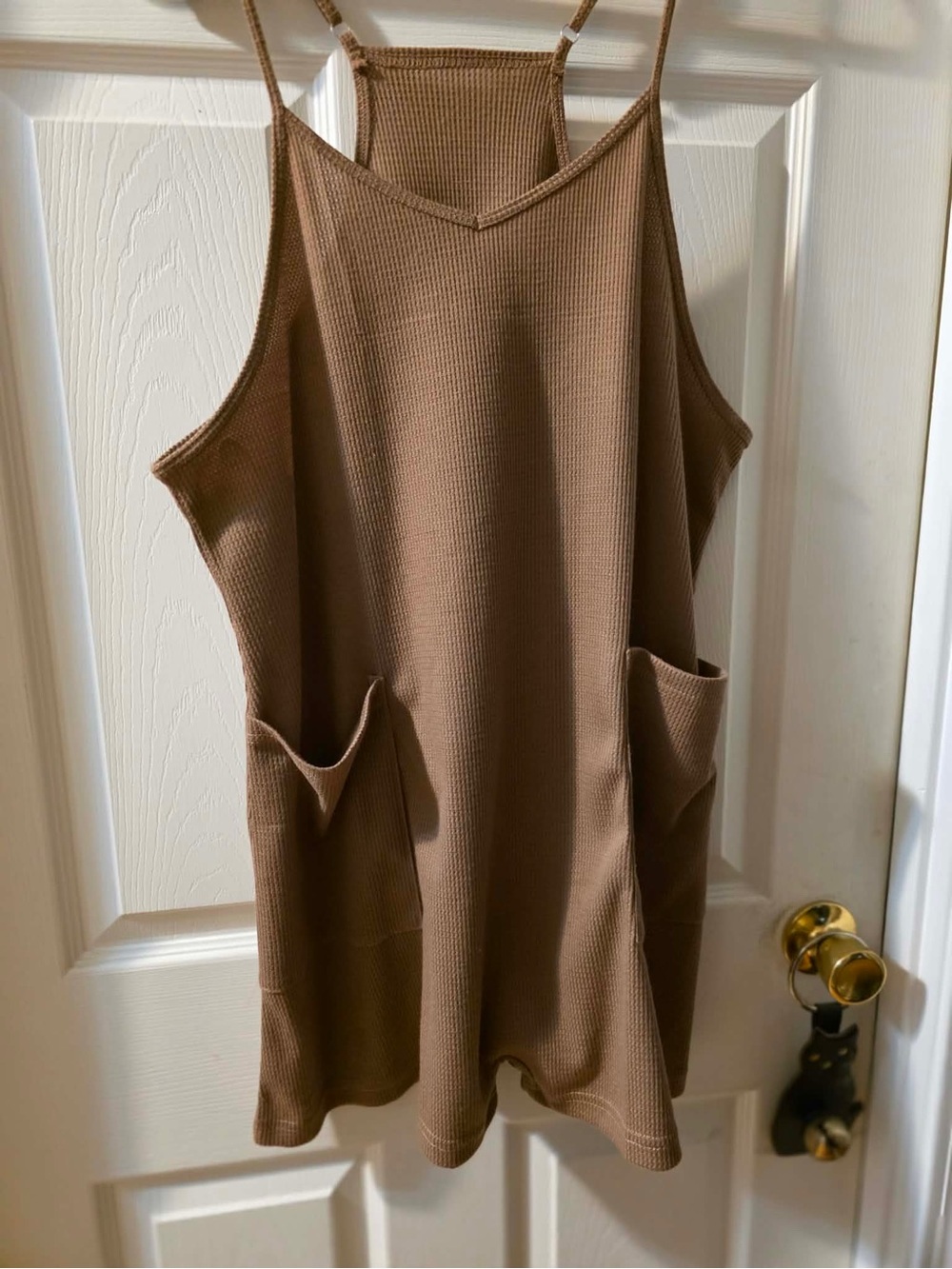 Women’s Sleeveless Pocket Knit Romper - Brown NWOT